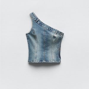 ZARA Denim Asymmetrical Top